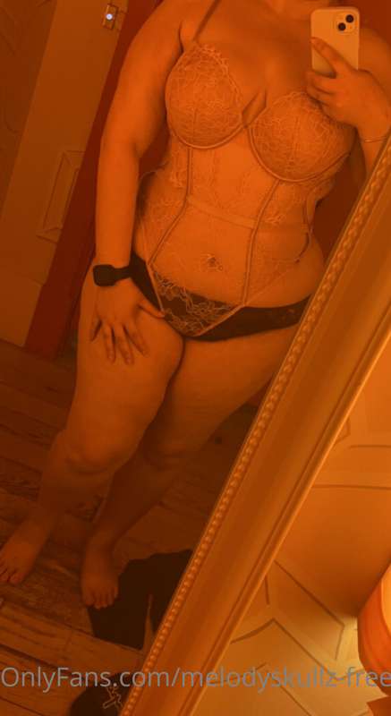 In Victoria secrets changing room trying on some cute linger..