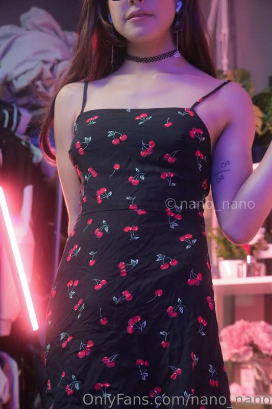 Dressing up in a cute cherry dress <3 2