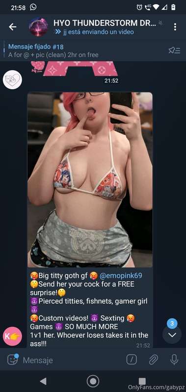 🥵Big titty goth gf 🥵 @emopink69 🤫Send her your cock for a FR..
