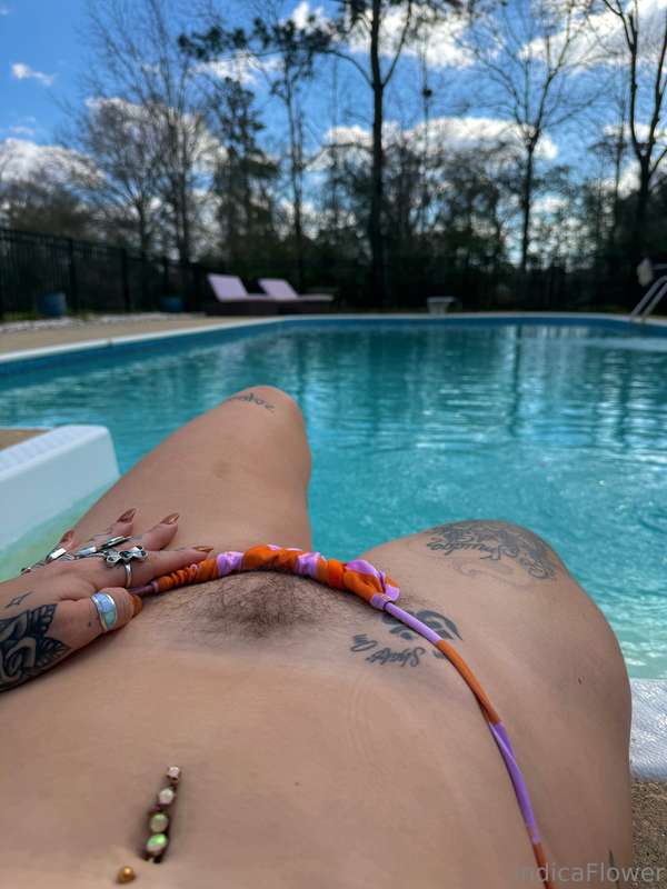 it isn’t a real pool day unless my titties and bush are out .. 6