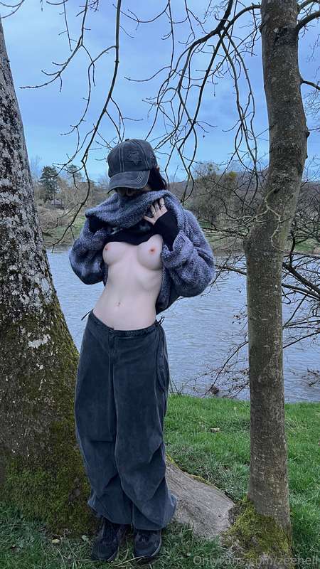 outside and risky 🌲🏕️ what would you do if you saw me outsid.. 4