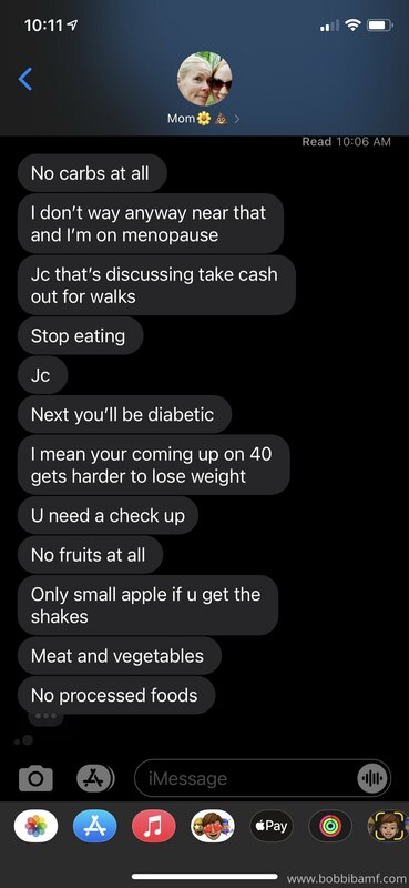 This is what my mom thinks of me weight gain. 
I’m disgustin..