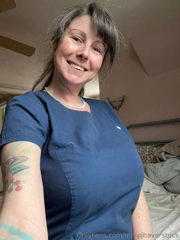 Home from clinic and out of the scrubs (and the bra)!!  😊😊😊