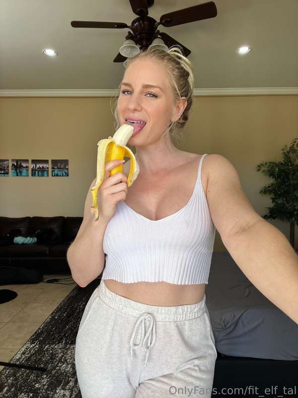 I look so happy eating a banana and even happier with my tit..