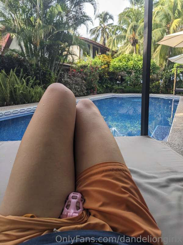 locked in chastity by the pool day 2 🩷 2