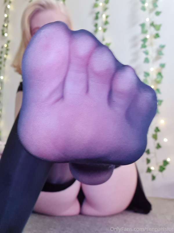 I absolutely adore my new sheer and shiny thigh highs, hands..