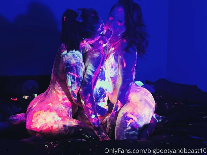 We got so messy covering one another in glow in the dark pai..