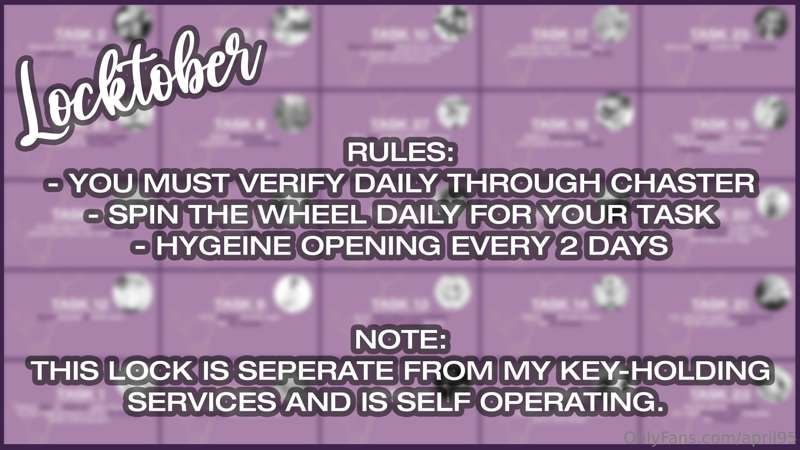 🔐***LOCKTOBER***🔐
**<< SWIPE FOR TASKS >>**

**JOIN HERE:** .. 31