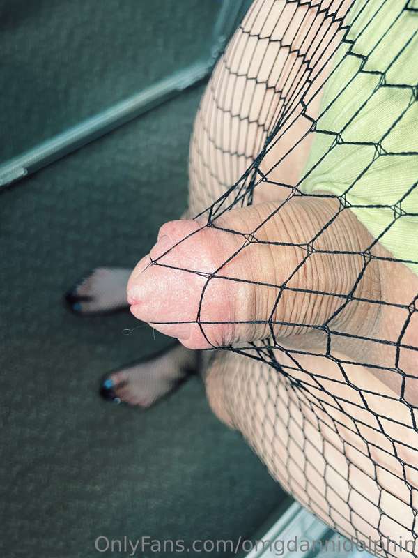 Fishnets and cock 💙🧡 12