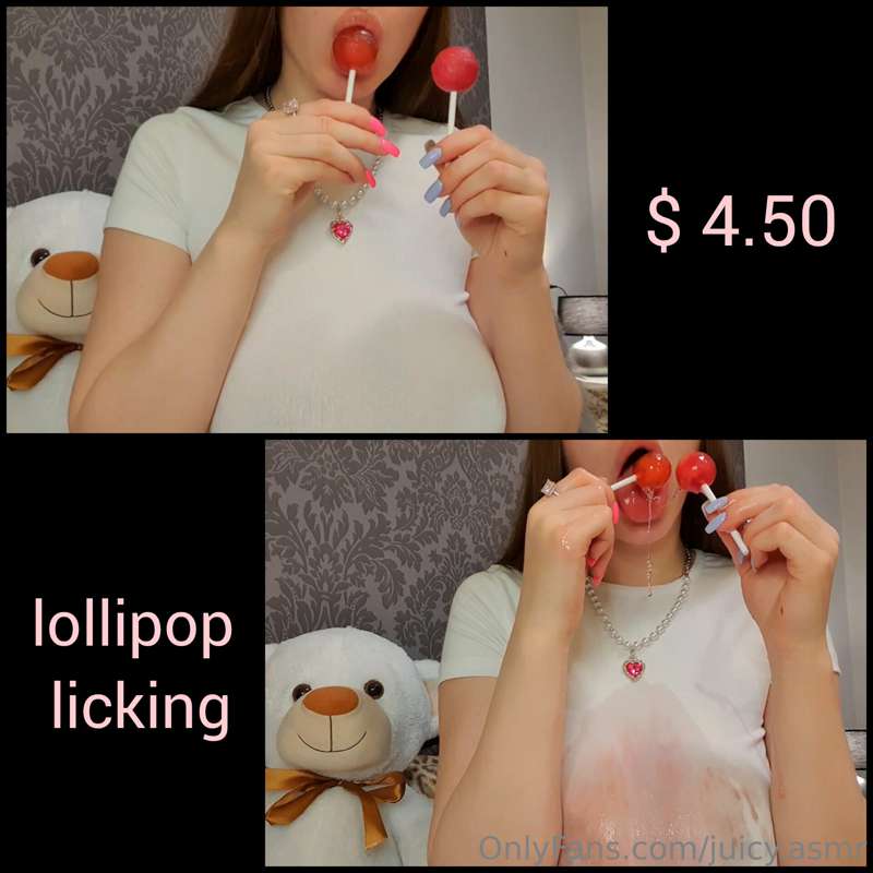 Licking and sucking on double lollipops till my shirt is all..