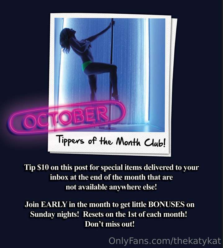 VIP Tippers of the Month Club for OCTOBER 2022!

Tip $10 on ..