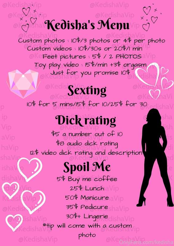 Kedisha's Menu 🔞🔞🔞 Probably the best menu in your city 💦💦🍆