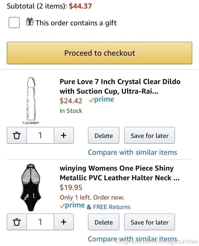 Just ordered this leather & chain lingerie and clear dildo 😜..