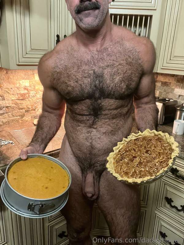 Dad made pumpkin cheesecake and pecan pie. Eat up, babes.