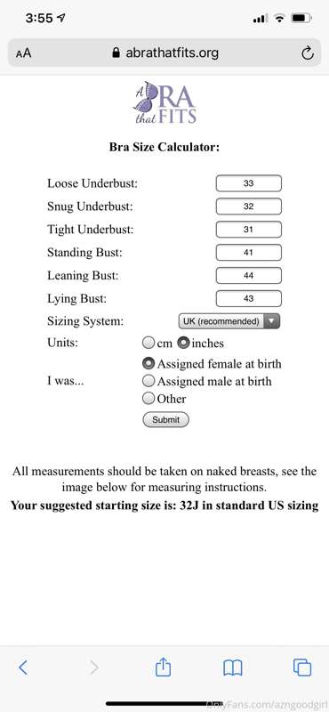 I know this isn’t my usual post but I put my measurements in..