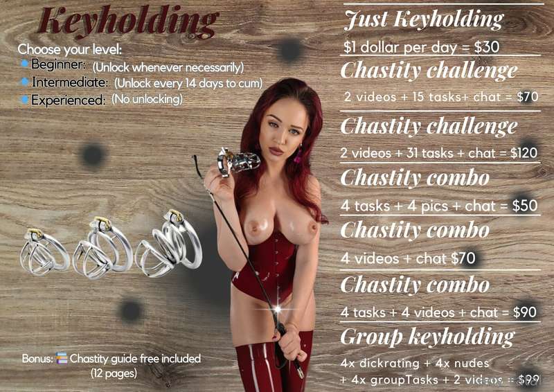 I keep you in chastity 🔒 for an agreed period of time. For h..