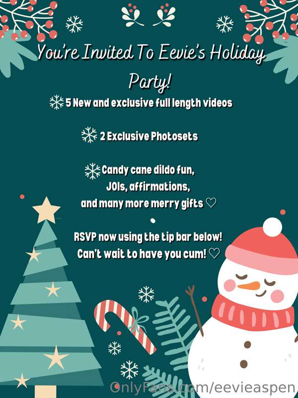 **CLOSED**
***You’re Invited To Eevie’s Holiday Party!***
*T..