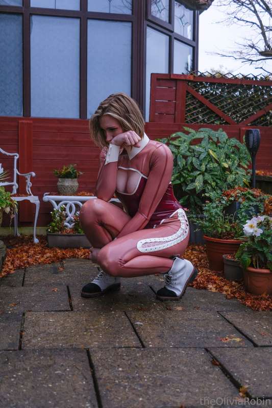Pictures of my Translucent Pink and Plum Latex bunny suit. (.. 11