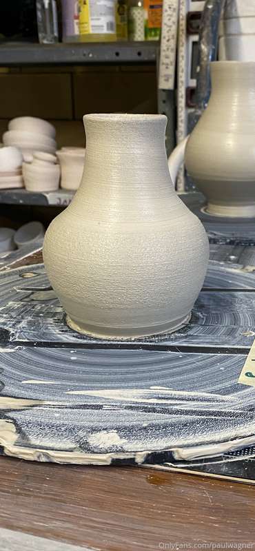 Trying a new hobby. First vase i got to throw. Super fun, bu..