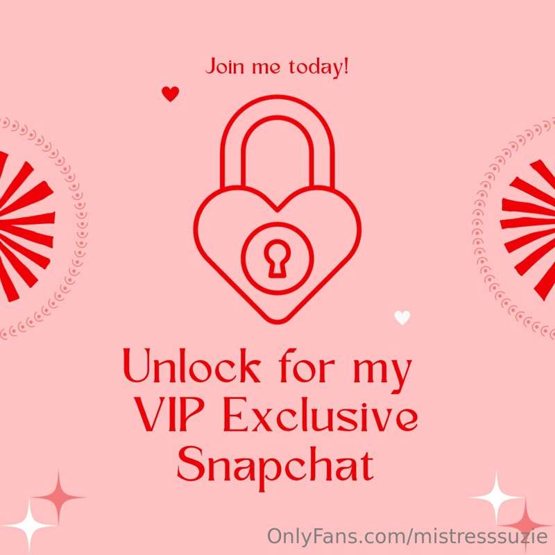 Join your Mistress Suzie on my new snapchat! 😈 Get exclusive..