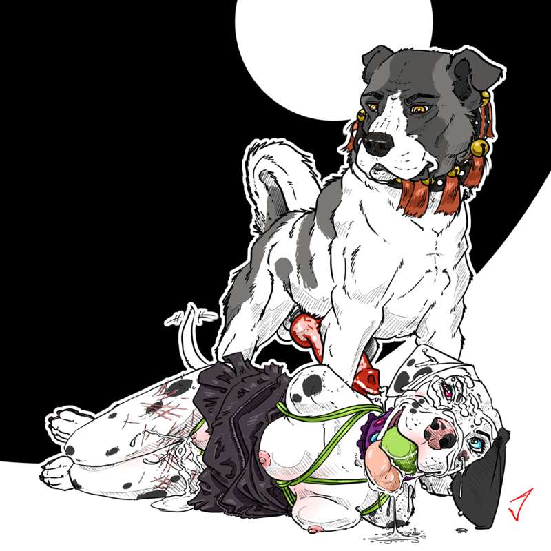 Feral x Anthro - Bondage games art by https://www.furaffinit..