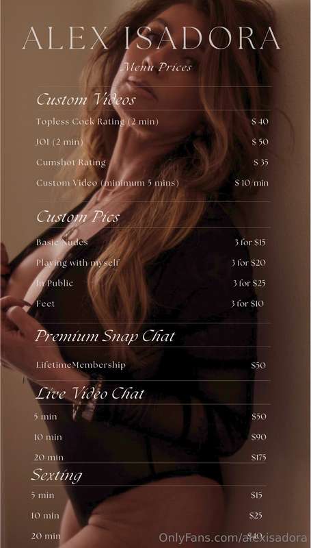 I wanted to send out my menu for you to have and check out! ..
