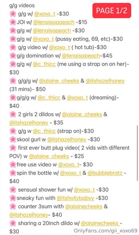 Here is an updated list of all my videos! The GG section is .. 2