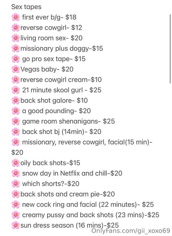Here is an updated list of all my videos! The GG section is ..