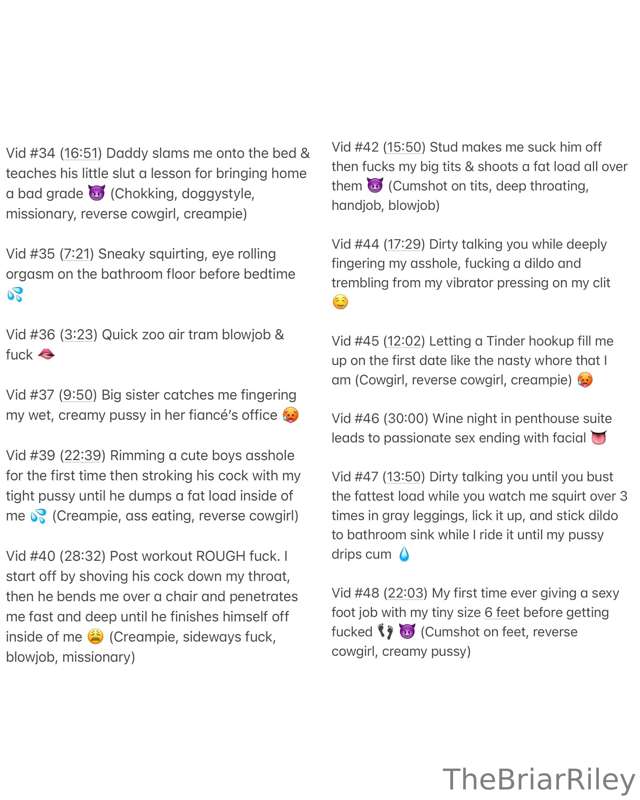 ***💦 VIDEO MENU 💦*** **Videos 1-128** Swipe to the end for v.. 12