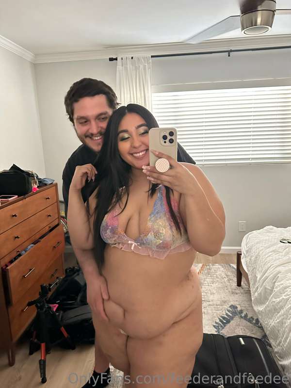 Some quick belly love in the mirror while we wait to film a ..