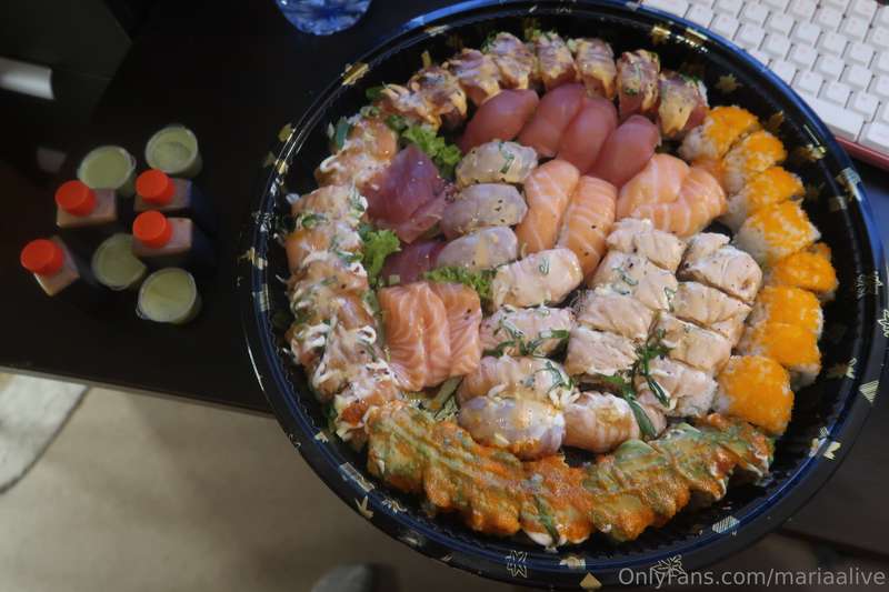 Before and after almost 60 pieces of sushi  2