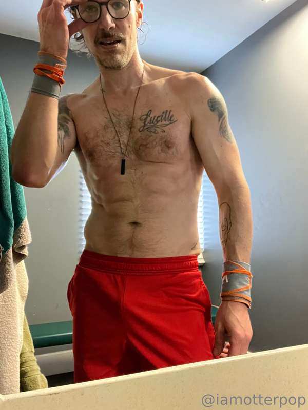Post workout today covered in sweat. Coming up on a weekend .. 2