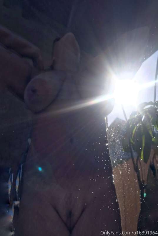 Evening outdoor shower. I use my outdoor shower a lot this t..