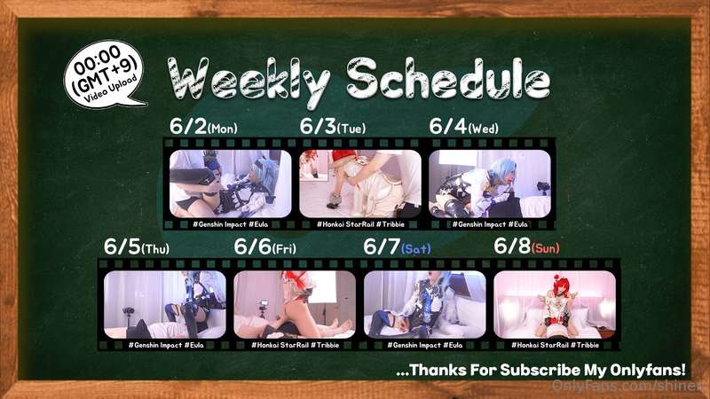 6/2 ~ 6/8 UPLOAD SCHEDULE (🐭ZZZero Jane Doe, Honkai Tribbie,.. 1