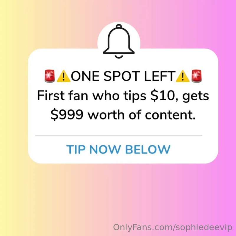 🚨⚠️ONE SPOT LEFT⚠️🚨First fan who tips $10, gets $999 worth o..