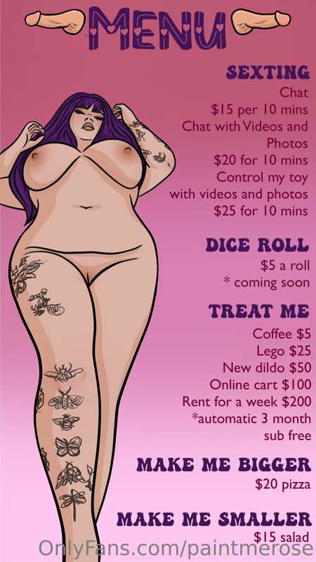 I finally have a menu ❤️❤️ 
i absolutely love doing customs .. 2