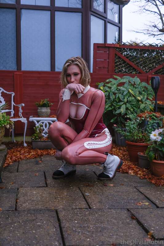 Pictures of my Translucent Pink and Plum Latex bunny suit. (.. 12