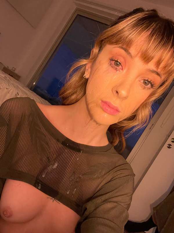 the result of 2 loads of cum on my face in a row… 🤤   (i stg.. 2