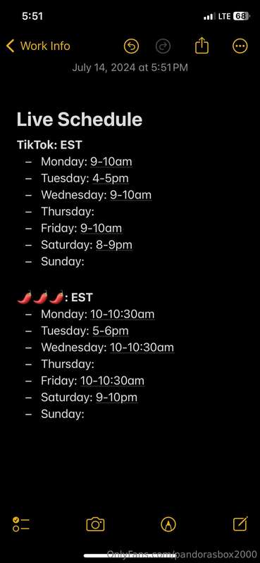Let me know what you prefer to help me update my schedule in.. 1