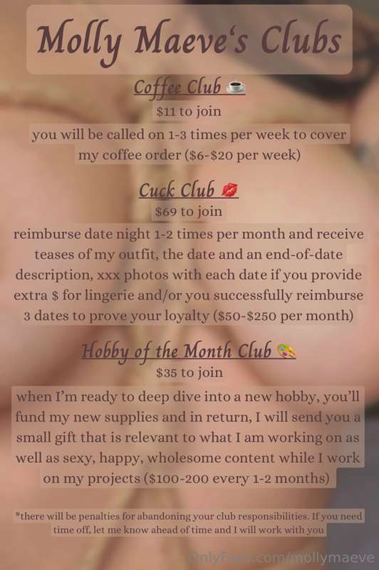 ✨ **Menu, Upkeep, and Clubs** ✨

Message me for more details.. 1