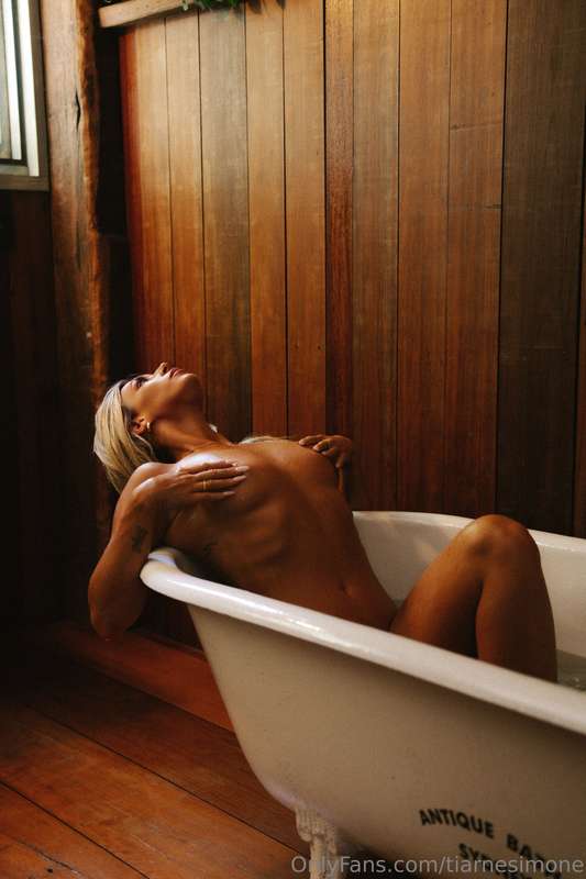 Steaming up the tub surrounded by warm wood tones… just me, ..