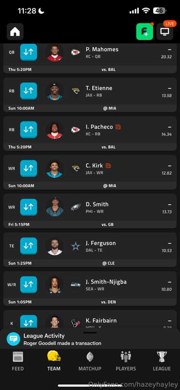 Football start today bitches 🤪 rate my fantasy draft howd I ..