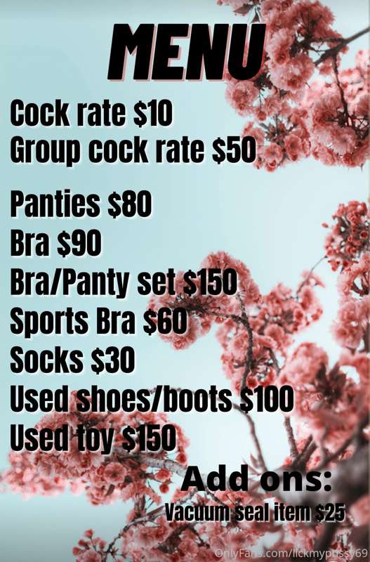 Updated Menu 💝