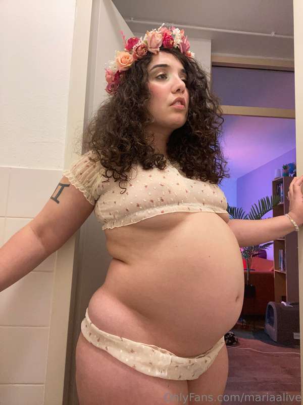 I swear I could be a pregnancy model, I was so drum-tight, h.. 1