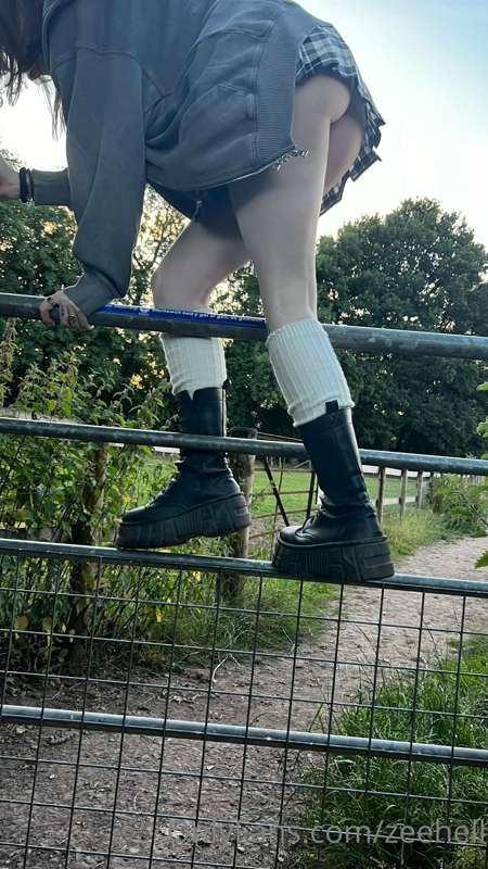 trying to climb over field gates in a skirt... 5
