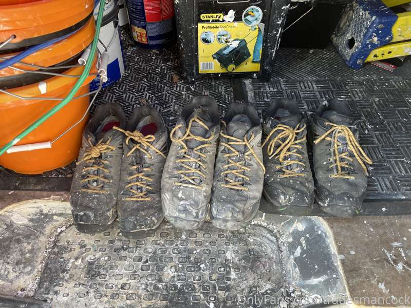 3 pairs of well used work shoes looking for a new home! 
Sor..