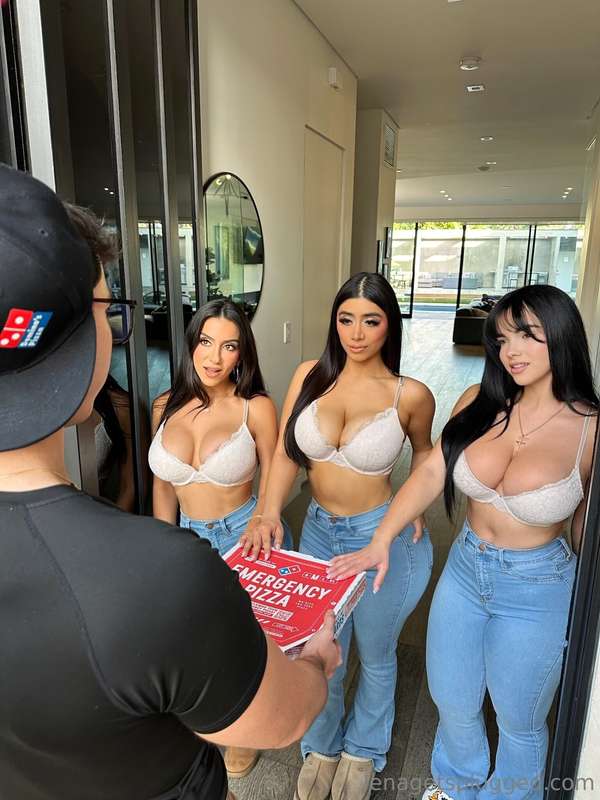 We saw a hot delivery guy and so we invited him in for a piz.. 1