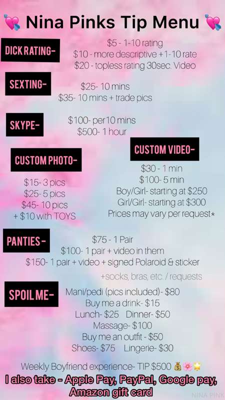 Tip Menu 💕💰💸