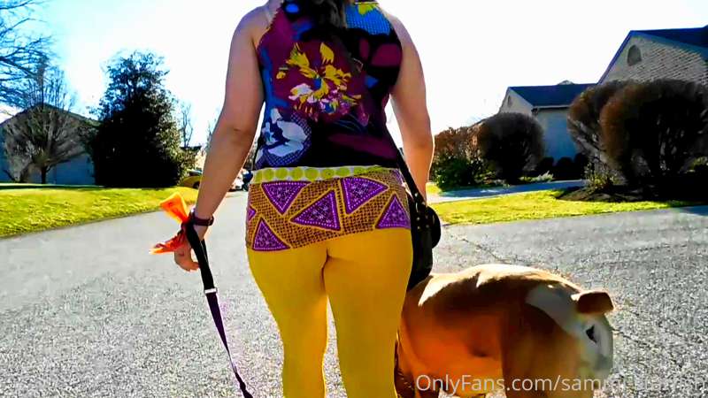 Very see through leggings, walking in the park.  Pic set par.. 2