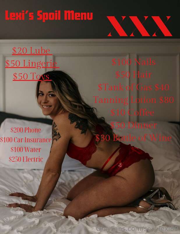 Couple of my menus… all spoils cum with a 💝 on me 😘 2